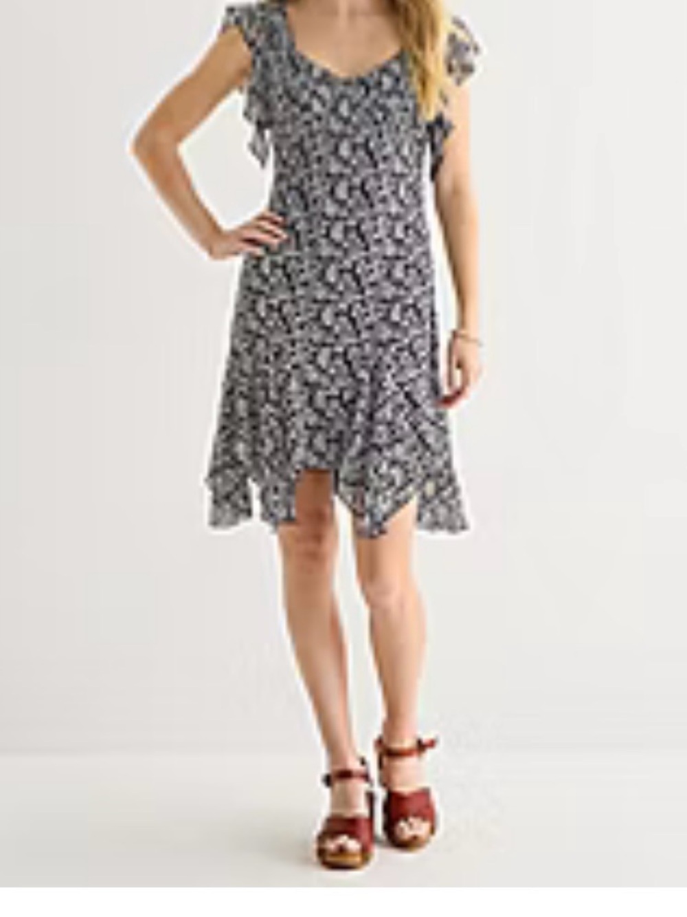 Emerald Sundae navy blue& White Floral Mini Dress